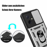Outdoor Panzer Hülle Motorola Moto G54 Handyhülle mit Kameraschutz Ringhalter Silber