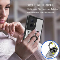 Outdoor Panzer Hülle Motorola Moto G54 Handyhülle mit Kameraschutz Ringhalter Silber