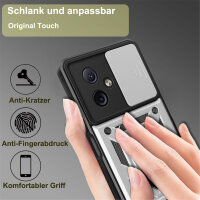 Outdoor Panzer Hülle Motorola Moto G54 Handyhülle mit Kameraschutz Ringhalter Silber