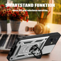 Outdoor Panzer Hülle Motorola Moto G54 Handyhülle mit Kameraschutz Ringhalter Silber