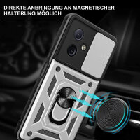 Outdoor Panzer Hülle Motorola Moto G54 Handyhülle mit Kameraschutz Ringhalter Silber