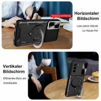 Outdoor Panzer Hülle für ZTE Handyhülle mit Slide Kameraschutz Ringhalter Bumper Blade A73 4G / V50 Smart Schwarz