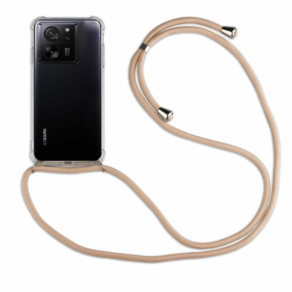 Handykette für Xiaomi 13T / 13T Pro Handyhülle mit Band Hülle mit Kordel Kette Beige / Braun
