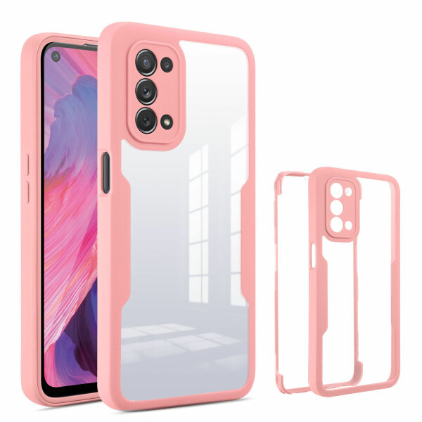 360° Grad Hülle Oppo A54 5G / A74 5G Handyhülle mit Integriertem Displayschutz Rosa