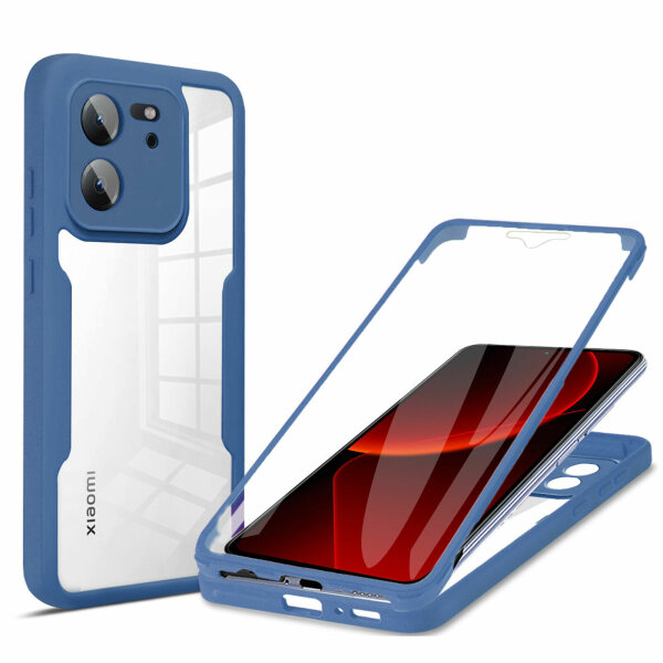 360° Grad Hülle Xiaomi 13T / 13T Pro Handyhülle mit Integriertem Displayschutz Blau