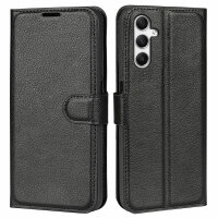 Klapphülle für Samsung Galaxy A35 5G (Schwarz) - Handyhülle PU Leder Hülle Case