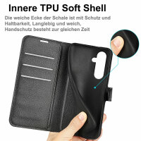 Klapphülle für Samsung Galaxy A35 5G (Schwarz) - Handyhülle PU Leder Hülle Case