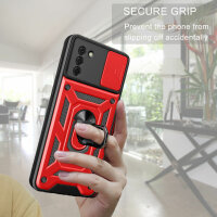 Outdoor Panzer Hülle Nokia G22 Handyhülle mit Slide Kameraschutz Ringhalter Rot