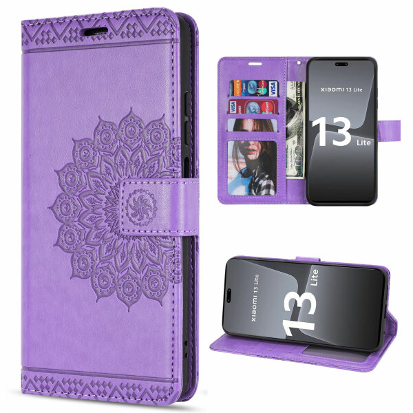 Hülle für Xiaomi 13 Lite Handyhülle Handy Tasche Klapphülle Wallet Case Etui Lila