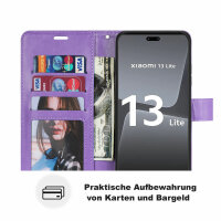 Hülle für Xiaomi 13 Lite Handyhülle Handy Tasche Klapphülle Wallet Case Etui Lila
