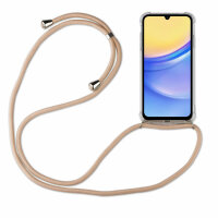 Handykette für Samsung Galaxy A15 Handyhülle mit Band Case Hülle mit Kordel Hand Beige / Braun