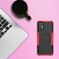 Handy Tasche Lenovo Motorola Panzer Hülle Hybrid Case Cover Schutzhülle Bumper Motorola Moto G9 Plus Rot