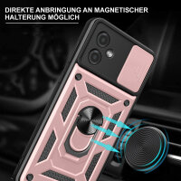Outdoor Panzer Hülle Motorola Moto G14 Handyhülle mit Kameraschutz Ringhalter Rosegold