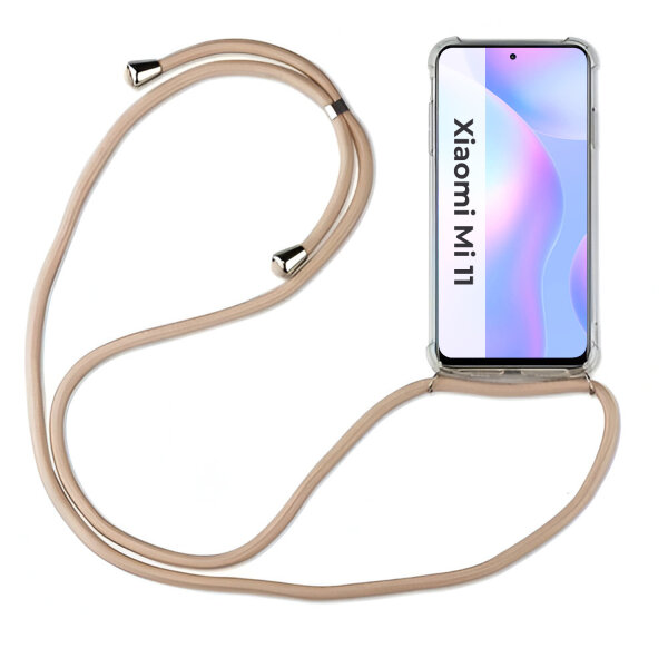 Xiaomi Hülle mit Band Schutzhülle Handykette Silikon Handy Tasche mit Schnur Neu Xiaomi Mi 11 Beige / Braun