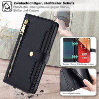 Handykette Xiaomi Hülle mit Band Handyhülle Kartenfächer PU Leder Umhängetasche Redmi Note 13 5G Schwarz