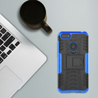 Handy Tasche Lenovo Motorola Panzer Hülle Hybrid Case Cover Schutzhülle Bumper Motorola Moto E6 Play Blau