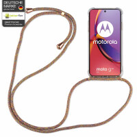Handykette für Motorola Moto G85 Smartphone Halskette Hülle Handyhülle mit Korde Rainbow