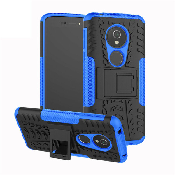 Handy Tasche Lenovo Motorola Panzer Hülle Hybrid Case Cover Schutzhülle Bumper Motorola Moto E5 / G6 Play Blau
