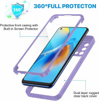 360° Grad Hülle für Oppo A74 4G Handyhülle vollschutz Integriertem Displayschutz Lila