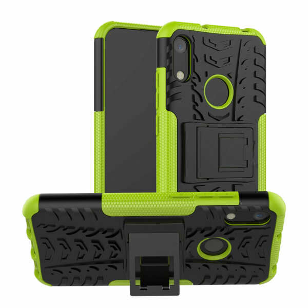 Huawei Y6 2019 Handy Tasche Case Cover Panzer Hülle Schutzhülle Handyhülle in Grün