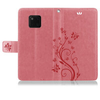 Huawei Handy Tasche Handyhülle Schutz Hülle Blumen Flip Cover Buch Case Etui Huawei Mate 20 Pro Rosa