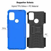 Handy Tasche Lenovo Motorola Panzer Hülle Hybrid Case Cover Schutzhülle Bumper Motorola Moto G10 / G30 Blau