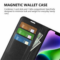 Handyhülle für Apple iPhone 15 Plus - Klapphülle PU-Leder Schwarz