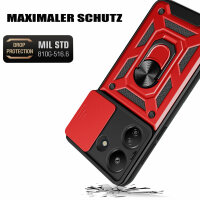 Outdoor Panzer Hülle Xiaomi Redmi 13C / Poco C65 Handyhülle Kameraschutz Ringhal Rot