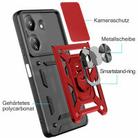 Outdoor Panzer Hülle Xiaomi Redmi 13C / Poco C65 Handyhülle Kameraschutz Ringhal Rot