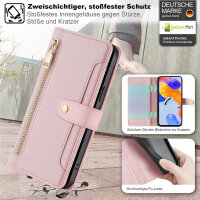 Handykette Xiaomi Hülle mit Band Handyhülle Kartenfächer PU Leder Umhängetasche Redmi Note 11 Pro / Redmi Note 12 Pro 4G Rosa