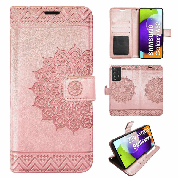 Hülle Für Samsung Galaxy A52 Handy Tasche Handyhülle Wallet Case Flip Cover Etui Rosegold