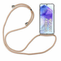 Handykette für Samsung Galaxy A55 Handyhülle mit Band Case Hülle mit Kordel Hand Beige / Braun
