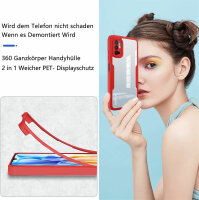 360° Grad Hülle Xiaomi Redmi Note 10 5G vollschutz Integriertem Displayschutz Rot