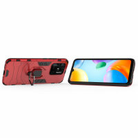 Xiaomi Redmi 10C, Hülle Schutzhülle Handyhülle Silikon Case 360° Drehbarer Ring Rot