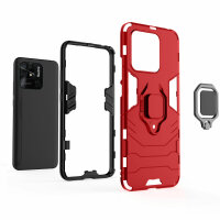 Xiaomi Redmi 10C, Hülle Schutzhülle Handyhülle Silikon Case 360° Drehbarer Ring Rot