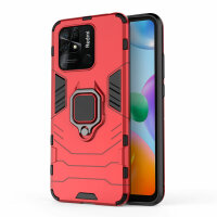 Xiaomi Redmi 10C, Hülle Schutzhülle Handyhülle Silikon Case 360° Drehbarer Ring Rot
