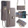Handykette Motorola Hülle mit Band Handyhülle Kartenfächer Leder Umhängetasche Moto G14 Grau