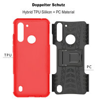 Handy Tasche Lenovo Motorola Panzer Hülle Hybrid Case Cover Schutzhülle Bumper Motorola Moto G8 Power Lite Rot