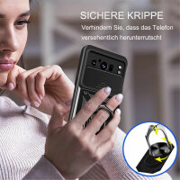 Outdoor Panzer Hülle Google Pixel 8 Pro Handyhülle mit Kameraschutz Ringhalter Schwarz