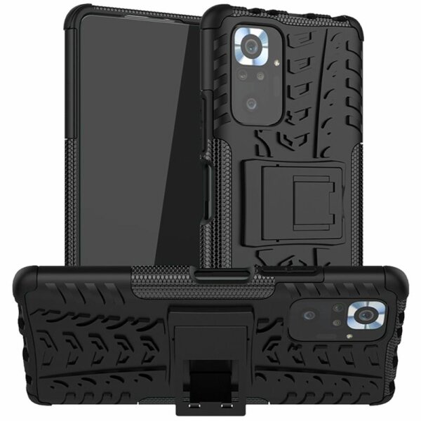 Schutz Hülle Xiaomi Handy Tasche Case Cover Silikon Schale Outdoor Handyhülle BF Xiaomi Redmi Note 10 Pro Schwarz