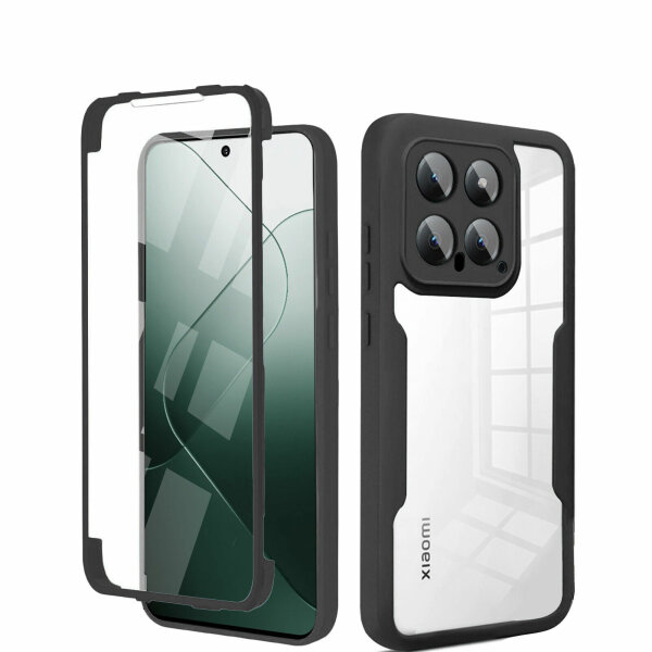 360° Grad Hülle für Xiaomi 14 Handyhülle vollschutz Integriertem Displayschutz Schwarz