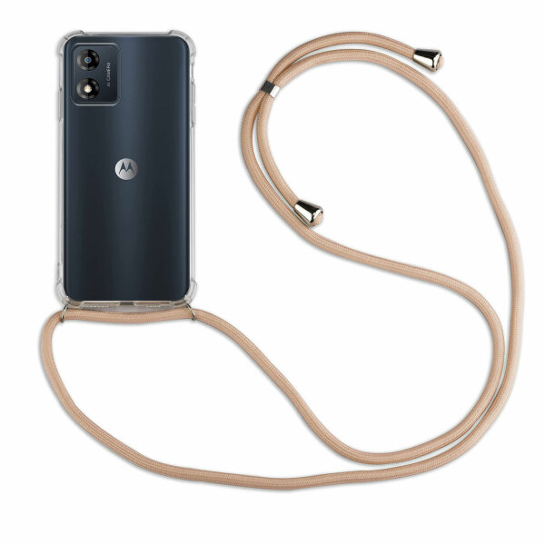 betterfon Handykette für Motorola Moto E13 Handyhülle mit Band Hülle Beige / Braun