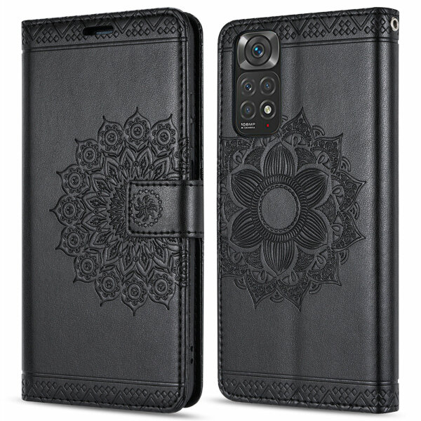 Hülle für Xiaomi Redmi Note 11 / 11S, Schutzhülle Klapphülle Handy Tasche Etui Schwarz