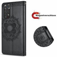 Hülle für Xiaomi Redmi Note 11 / 11S, Schutzhülle Klapphülle Handy Tasche Etui Schwarz