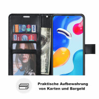 Hülle für Xiaomi Redmi Note 11 / 11S, Schutzhülle Klapphülle Handy Tasche Etui Schwarz