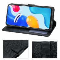 Hülle für Xiaomi Redmi Note 11 / 11S, Schutzhülle Klapphülle Handy Tasche Etui Schwarz