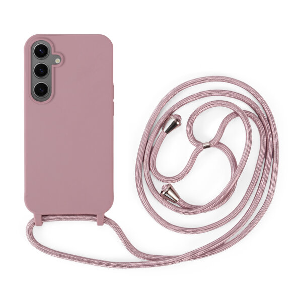 Handykette für Samsung Hanyhülle mit Band Hülle mit Kodel Smartphone Halskette Galaxy S24 Rosa
