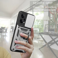 Outdoor Hülle Xiaomi Redmi Note 12 Pro+ Handyhülle mit Kameraschutz Ringhalter Silber