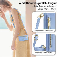 Handykette Xiaomi Hülle mit Band Handyhülle Kartenfächer PU Leder Umhängetasche Redmi 13C / Poco C65 Hellblau