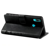 Huawei Handy Tasche Handyhülle Schutz Hülle Blumen Flip Cover Buch Case Etui Huawei Y7 2019 Grau